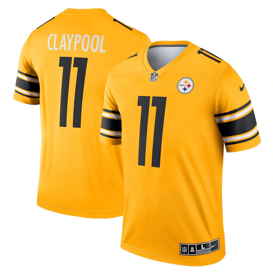 Men Pittsburgh Steelers 11 Chase Claypool Nike Gold Inverted Legend NFL Jersey